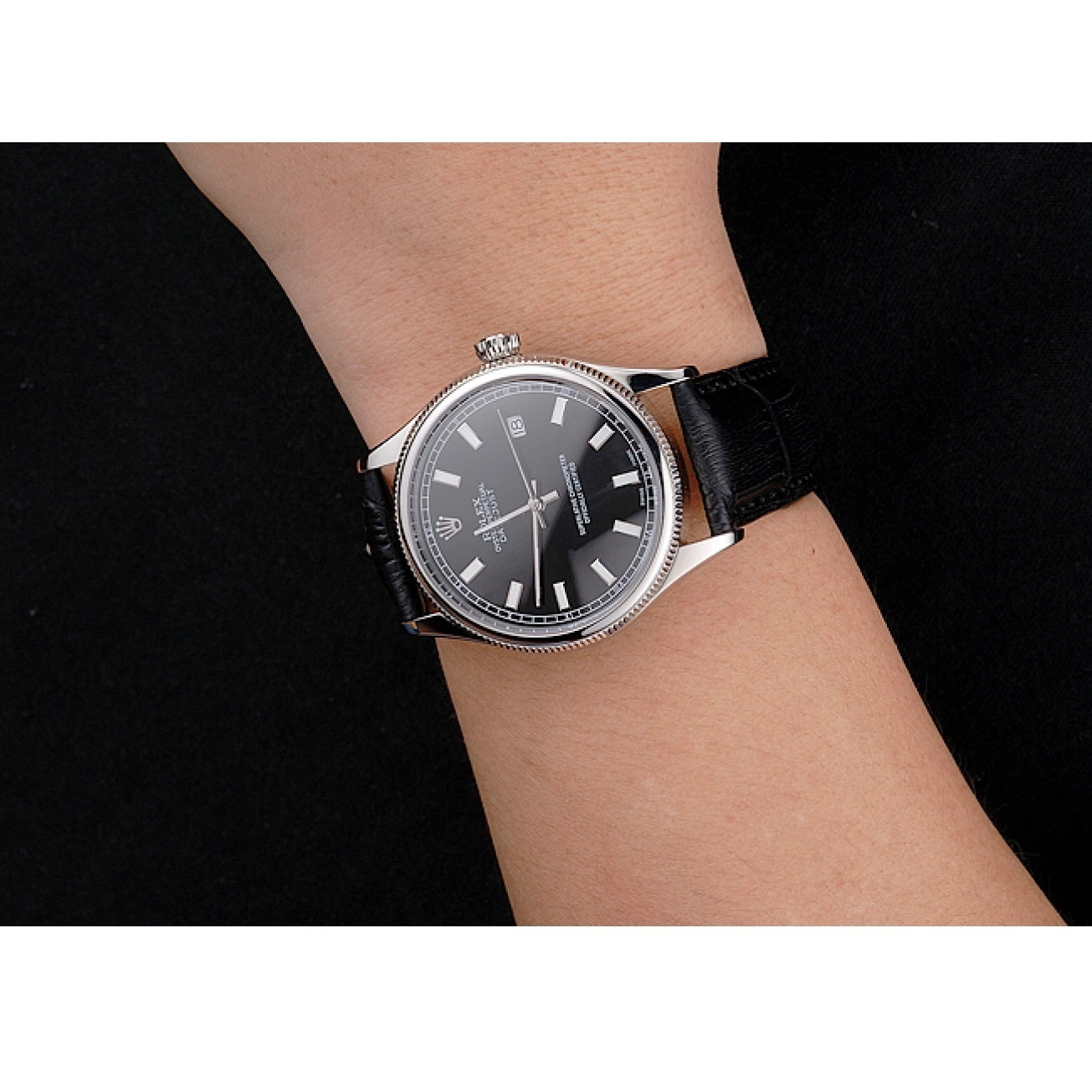 Good copy rolex watches Steel Black Rolex Dial And Swiss Datejust Bracelet Stainless Case 0804